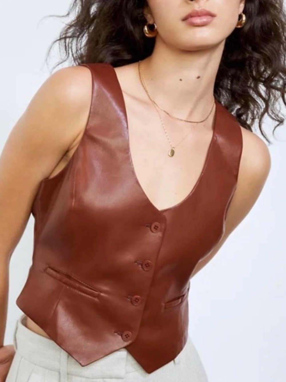 Aritzia Wilfred - faux leather vest cognac, Desire